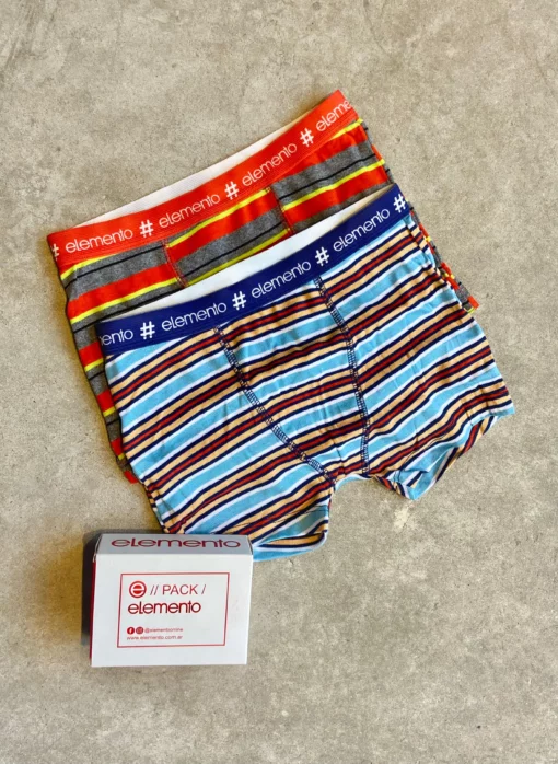 ELEMENTO ART 817 BOXER DE NIÑO RAYADO PACK X2