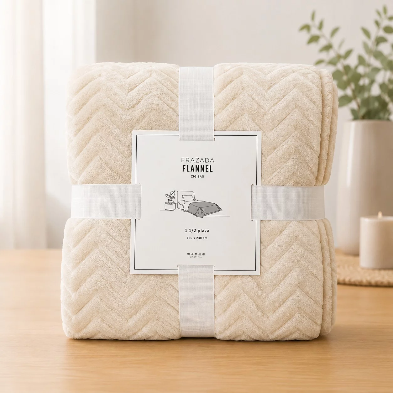 FRAZADA FLANNEL ZIG ZAG 1 ½ PLAZA