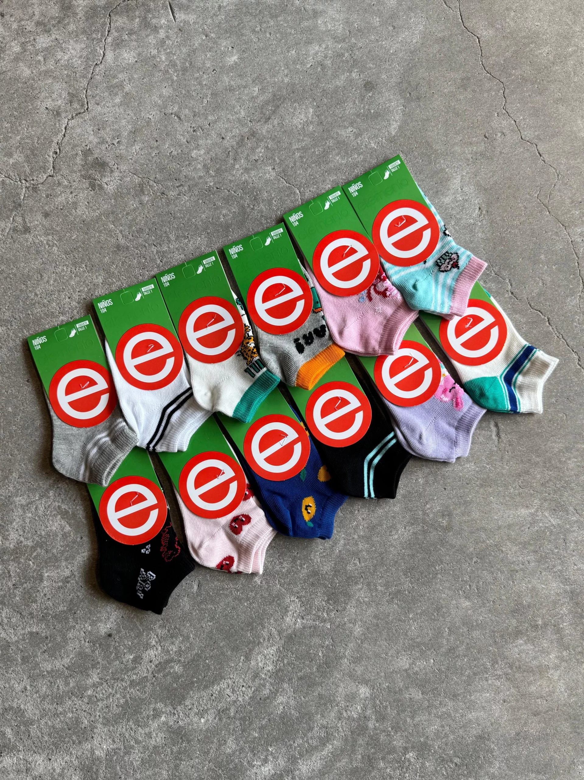 ELEMENTO ART 104 TALLE 1 SOQUETE NIÑO ESTAMPADO PACK X12