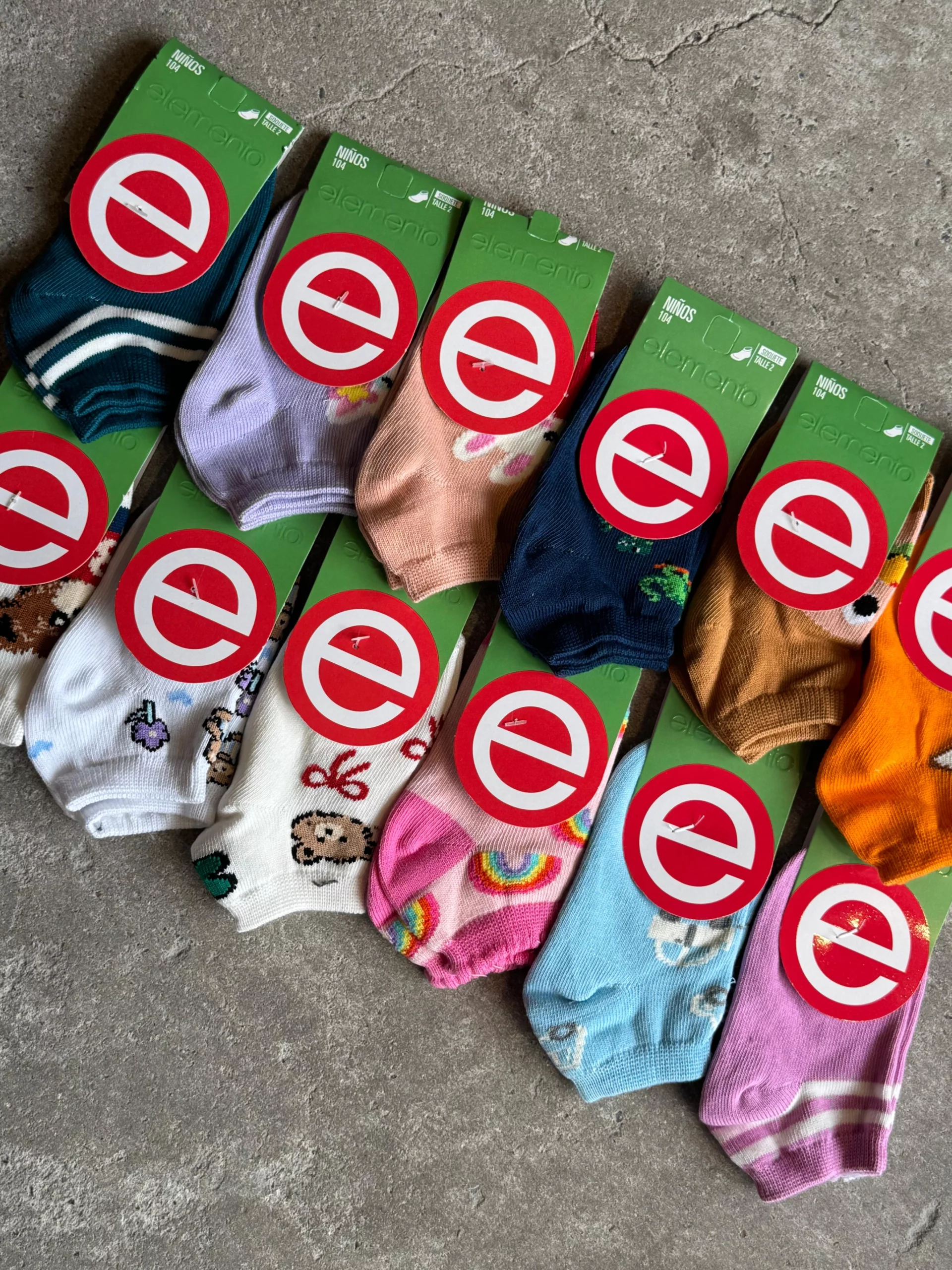 ELEMENTO ART 104 TALLE 2 Y 3 SOQUETE ESTAMPADO NIÑO PACK X12